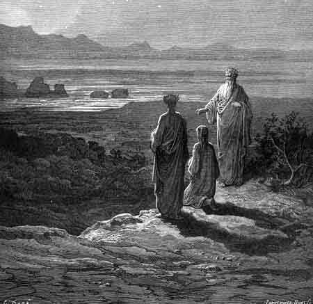 Dante e Virgílio diante de Catão de Útica 