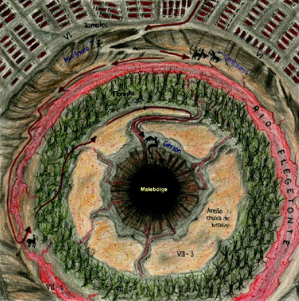 O mapa do inferno de Dante