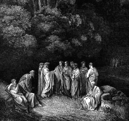 Dante e Virgílio no Inferno, ilustração da Divina Comédia, 1861